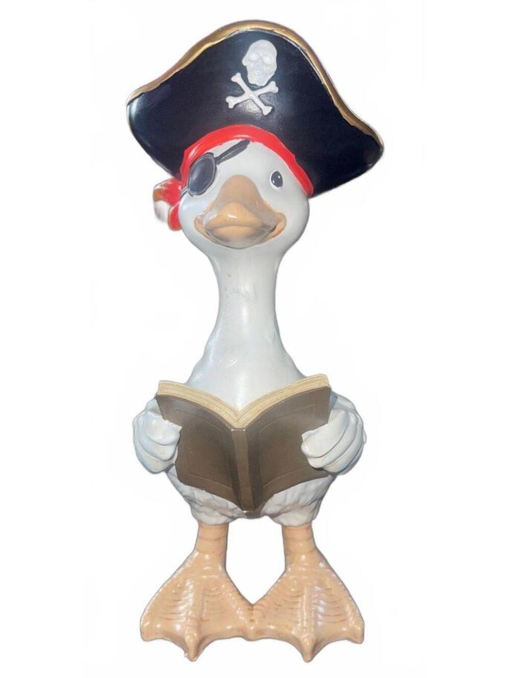 Pirate Duck Figurine Holding a Book 10.5"X5"